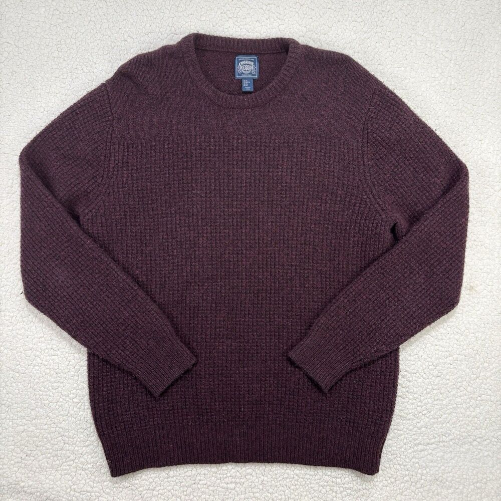 Cambridge Dry‎ Goods Mens Lambswool Blend Maroon Chunky Knit Sweater XL Plum